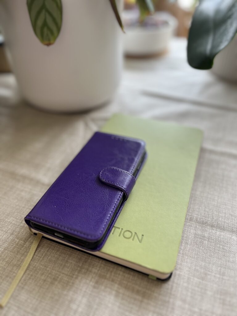 phone and notebook